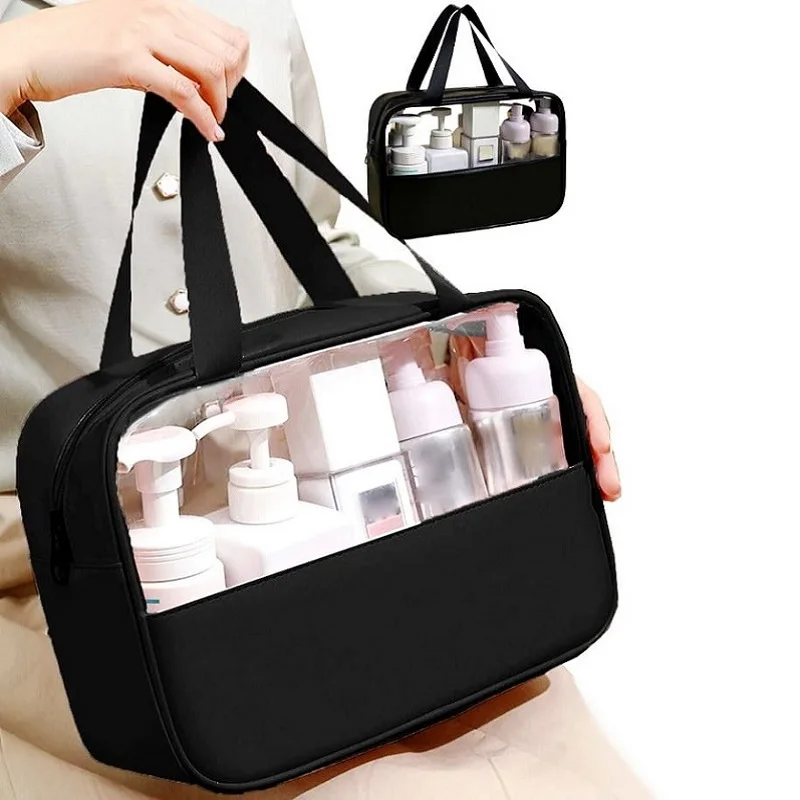 Průhledná dámská kosmetická taštička na cesty