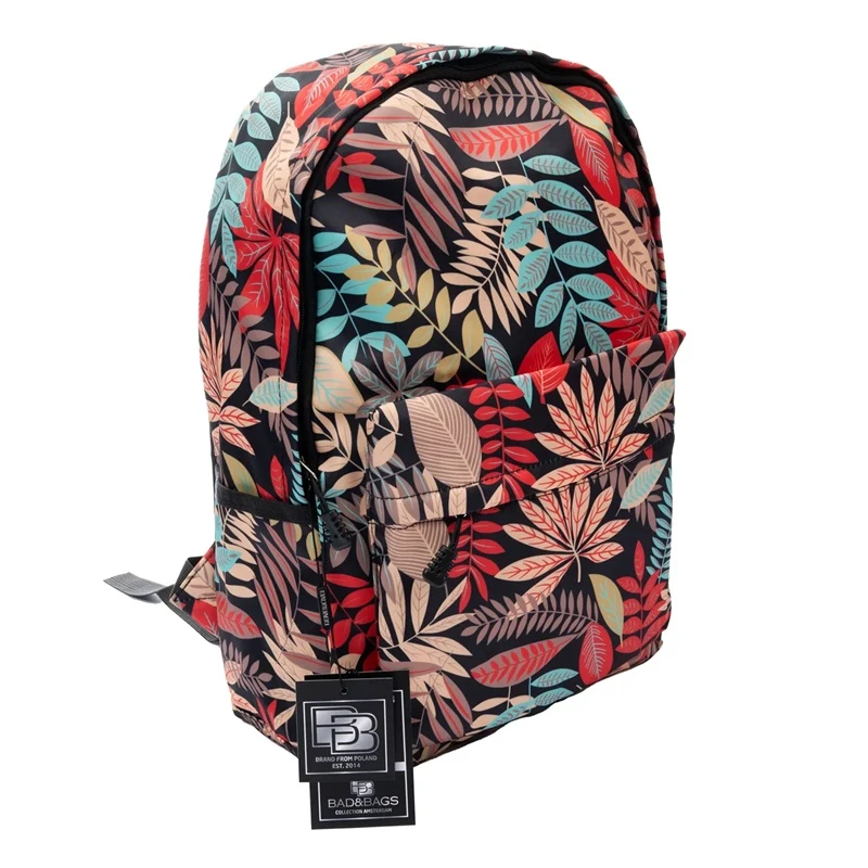 Moderní extra barevný dámský batoh s listy BB39