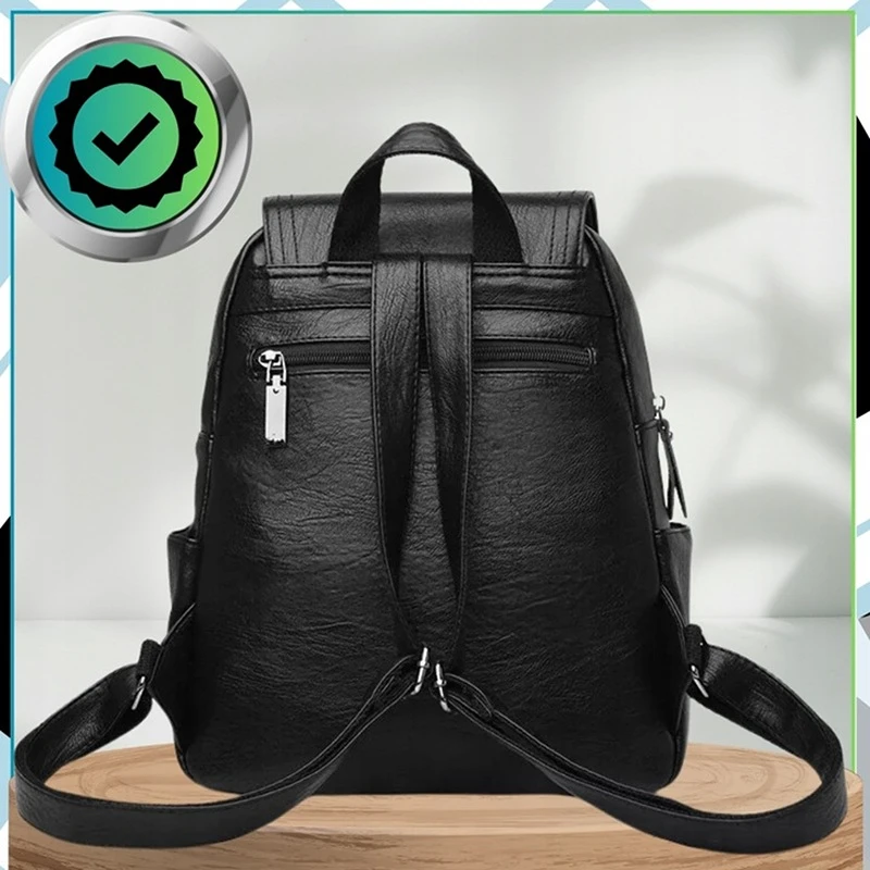 Černý kožený dámský batoh do práce DB18