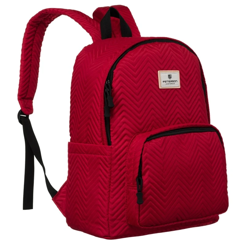 Prošívaný dámský batoh červený PT777