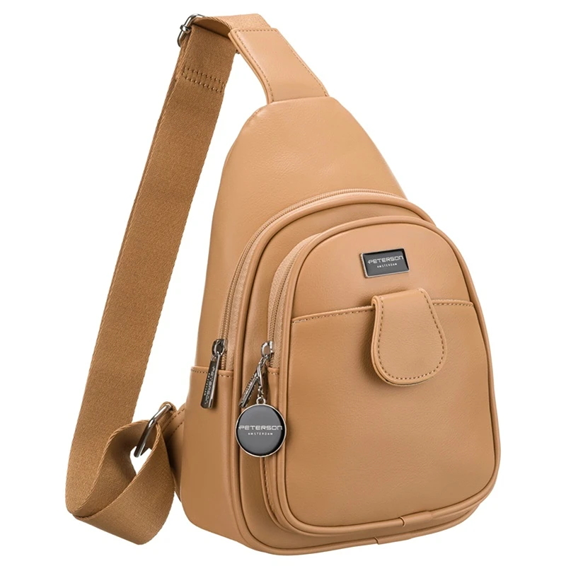 Béžový dámský crossbody batůžek Peterson PTN SSY1 z ekologické kůže s nastavitelným popruhem
