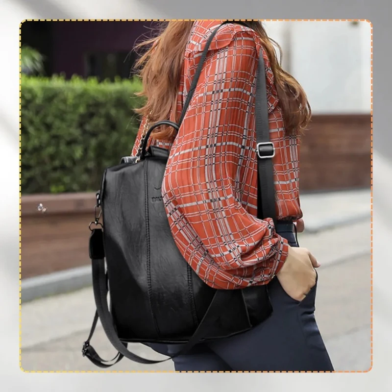 Kožený dámský městský batoh černý praktický a elegantní MAGRA RX10