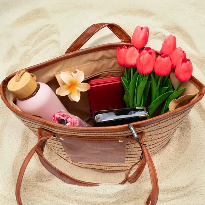 Prostorná dámská slaměná plážová taška přes rameno BB1