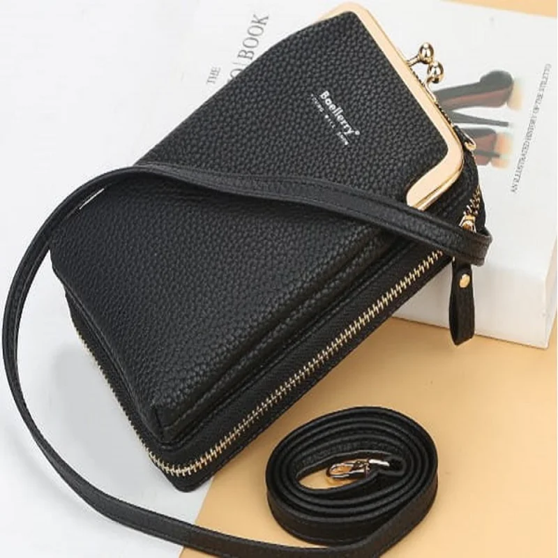 Dámská černá kabelka s peněženkou na telefon a doklady BL1