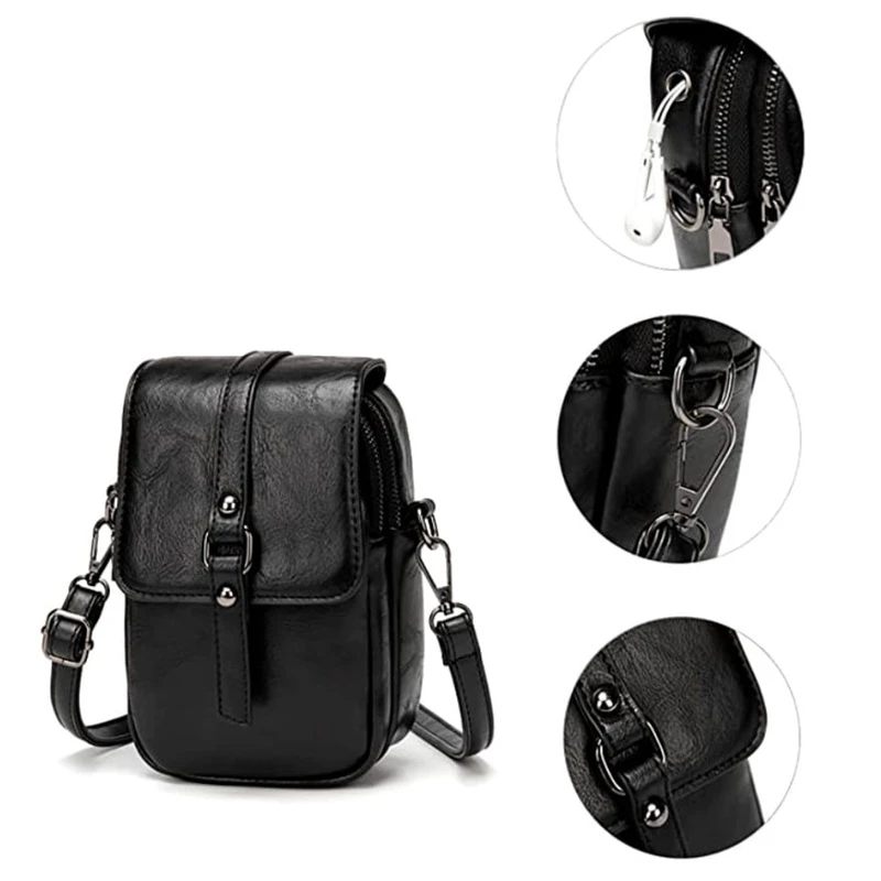 Malá dámská kožená crossbody taštička na telefon a doklady 