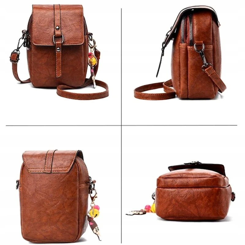 Elegantní malá crossbody kabelka přes rameno - hnědá