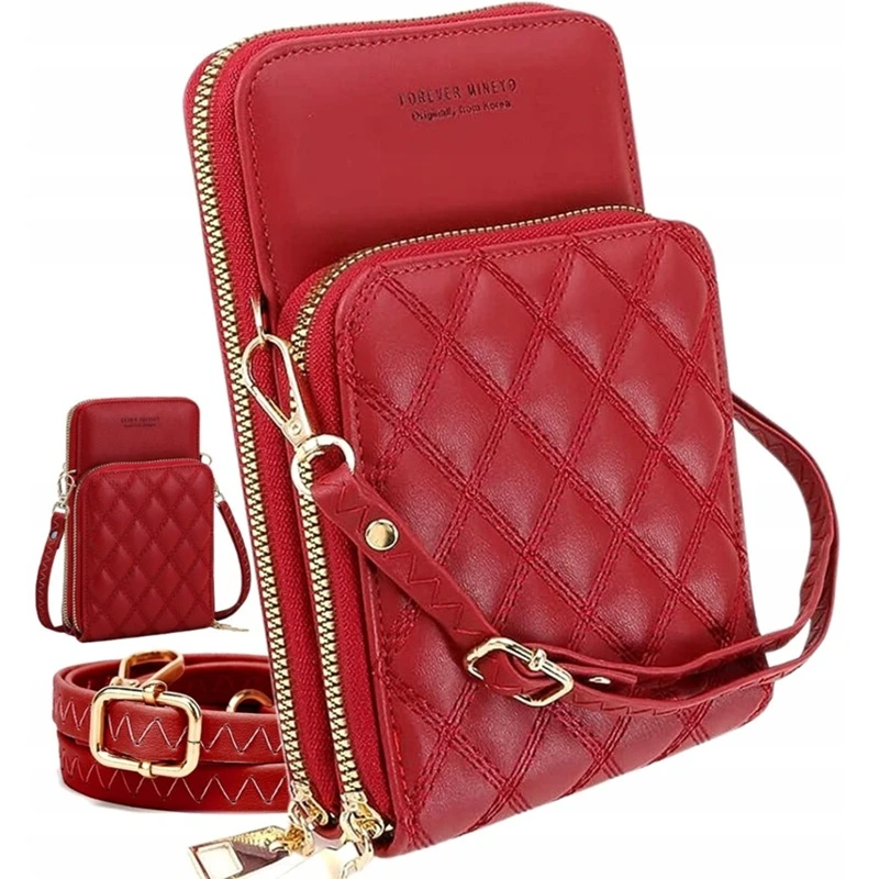 Elegantní malá prošívaná kožená kabelka na telefon a doklady přes rameno MINEYO DK12