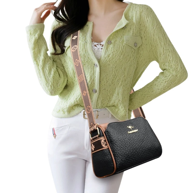 Elegantní crossbody kabelka přes rameno - prostoná, široký ramenní popruh