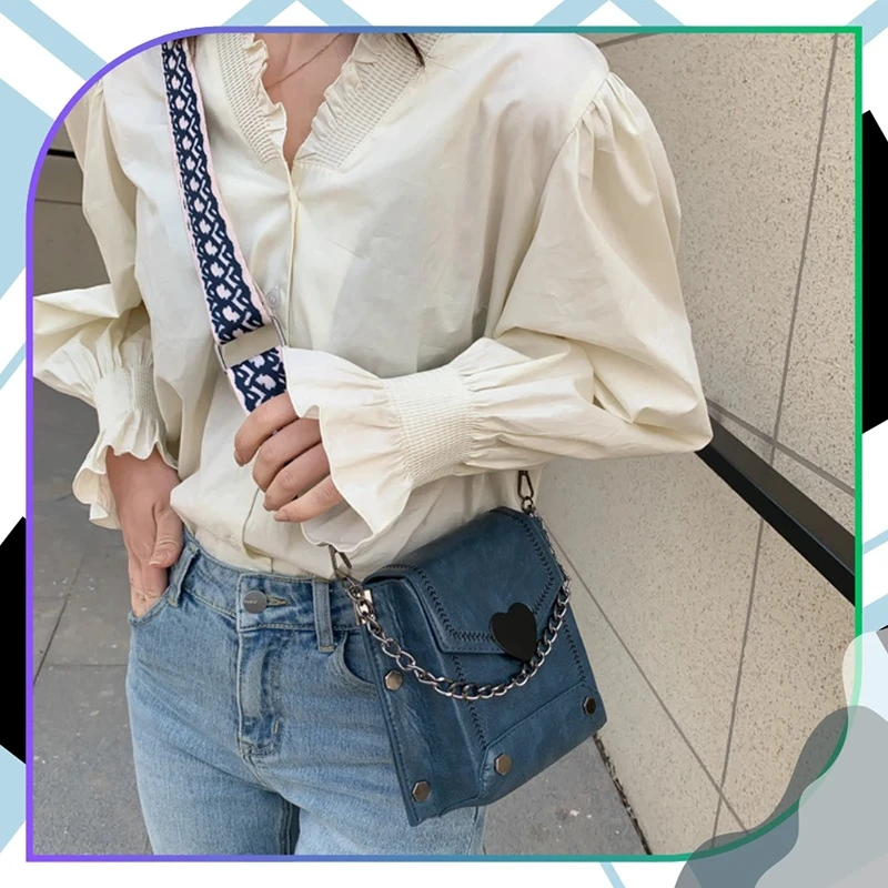 Modrá dámská městská kožená kabelka přes rameno CUORE DK22