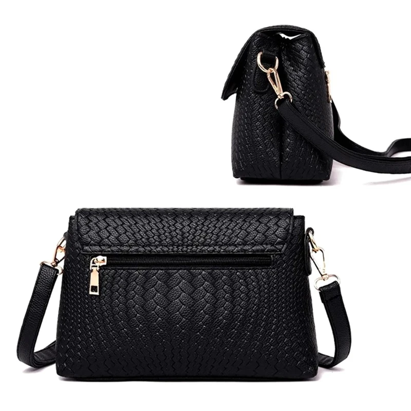 Černá elegantní dámská kabelka z ekologické kůže - kapsička na zip, nastavitelný popruh SINNI DK56