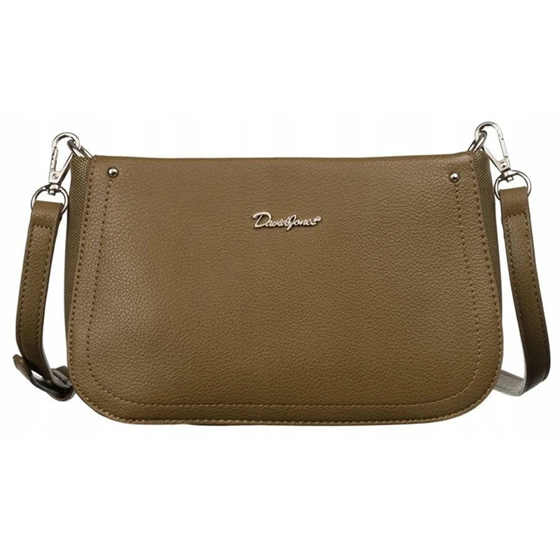 Elegantní dámská kabelka David Jones CM6557 v tmavě zeleném provedení z ekologické kůže s minimalistickým designem a zapínáním na zip.