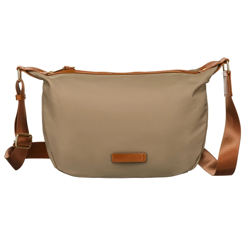 Dámská crossbody kabelka ROVICKY JN04 v khaki barvě s hnědým popruhem a zlatým kováním