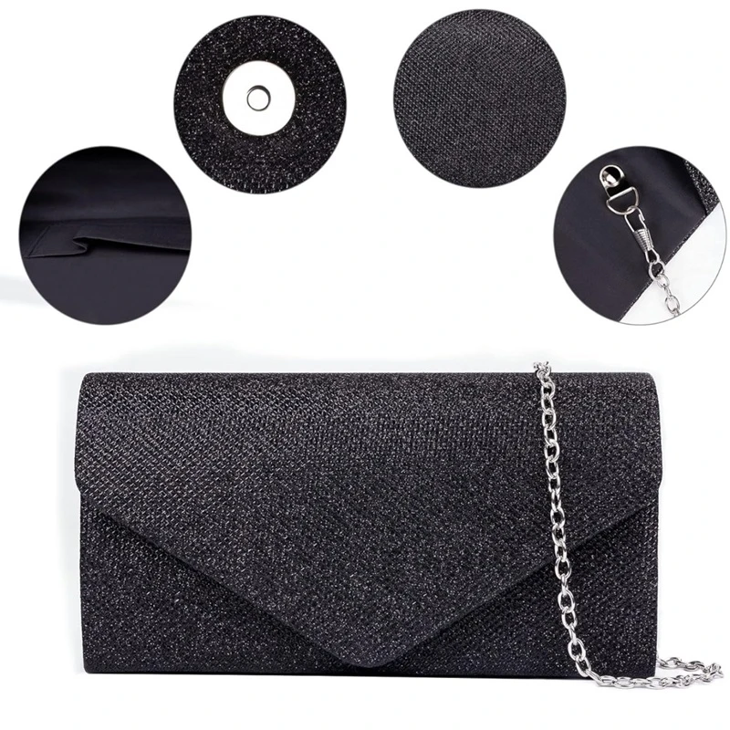 Společenská večerní třpytivá kabelka v černém provedení PS96