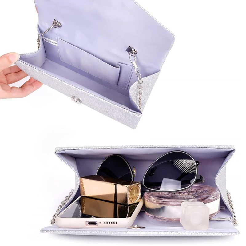 Večerní stříbrná dámská kabelka do společnosti - PS97