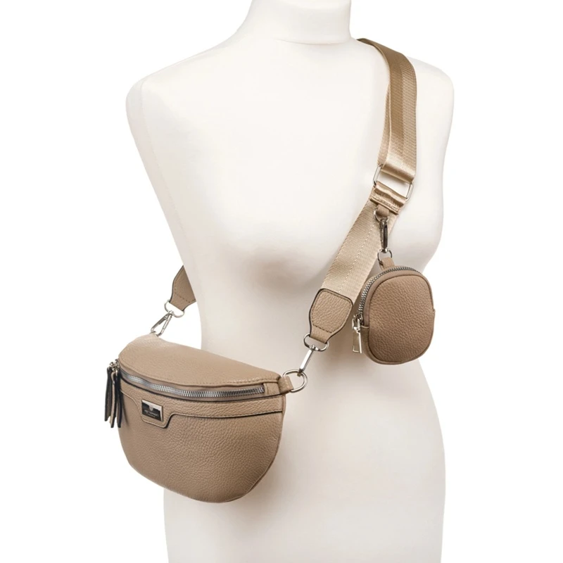 Luxusní dámská crossbody ledvinka se širokým páskem - přes rameno
