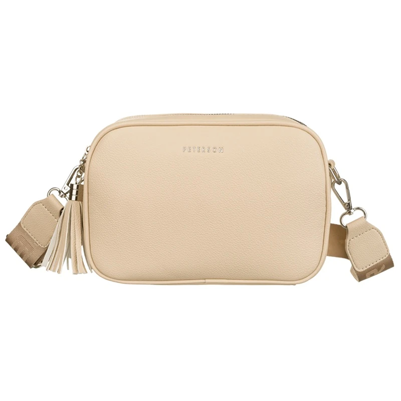 Světle béžová dámská crossbody kabelka PETERSON PTN8035 z ekologické kůže