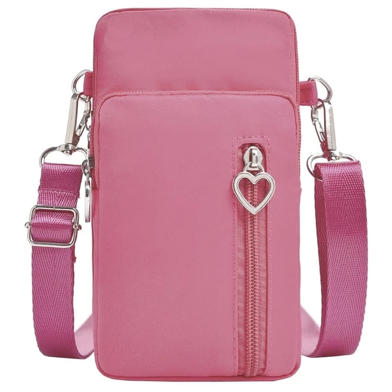 Růžová dámská prostorná taštička na telefon a doklady