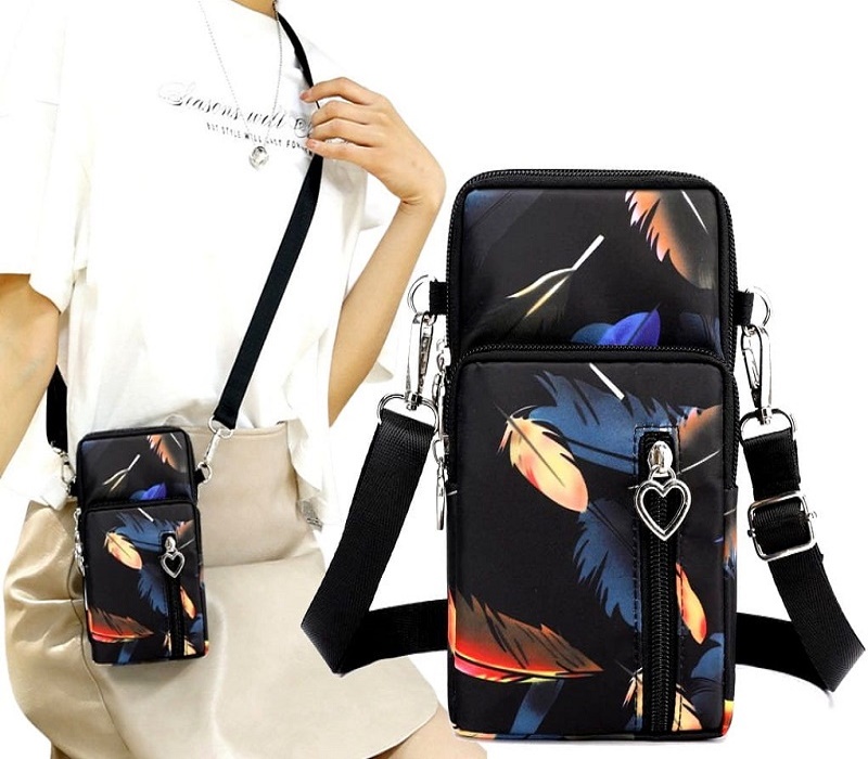 Taštička na mobilní telefon a peněženku přes rameno Peříčka RO72C