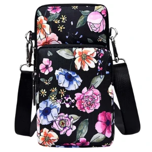 Univerzální dámská taštička na telefon a doklady přes rameno KVĚTINA