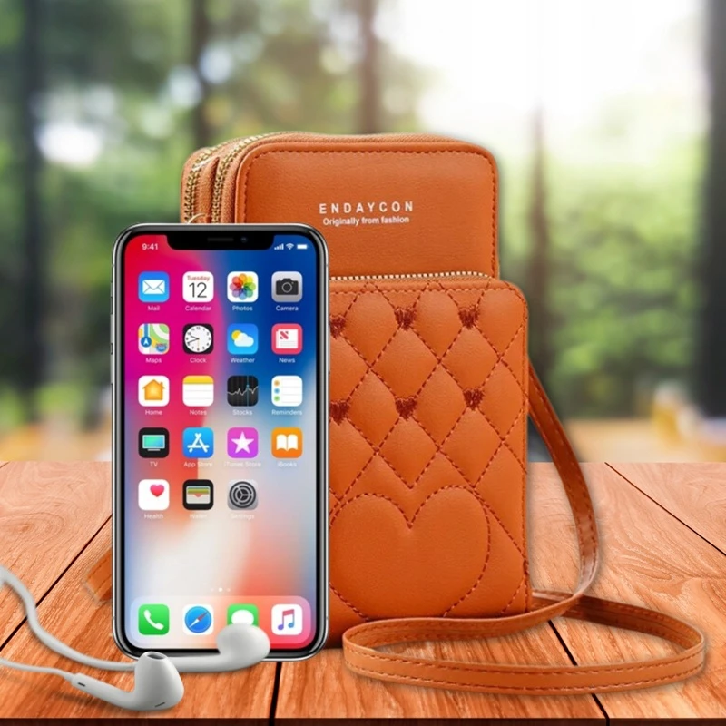 Hnědá dámská mini kabelka na mobil a doklady přes rameno - eko kůže