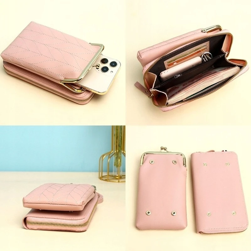 Univerzální dámská růžová kabelka včetně peněženky přes rameno