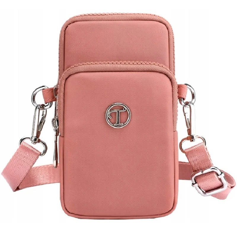 Růžová dámská crossbody taštička na telefon a doklady