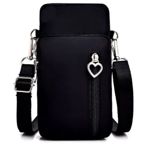 Dámská taštička na telefon RO72B – malá černá crossbody kabelka