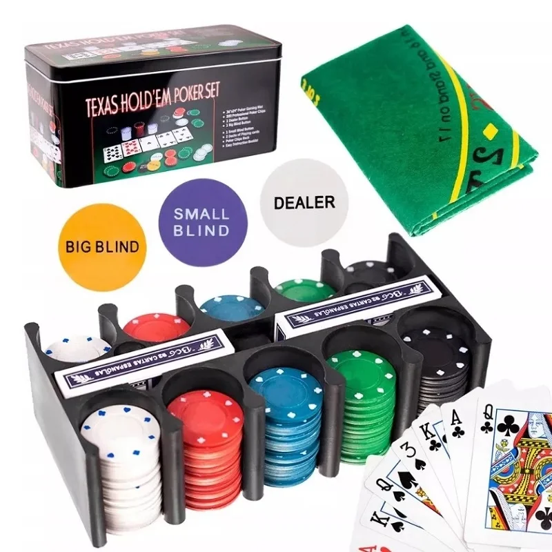 Pokerová sada - žetony, karty, plátno