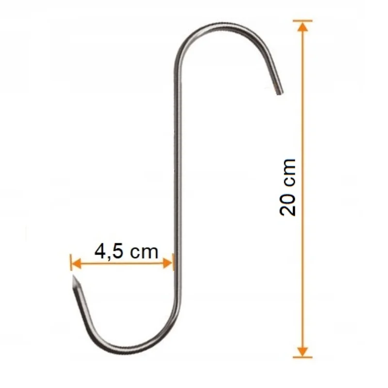 Dlouhé nerezové háky na maso