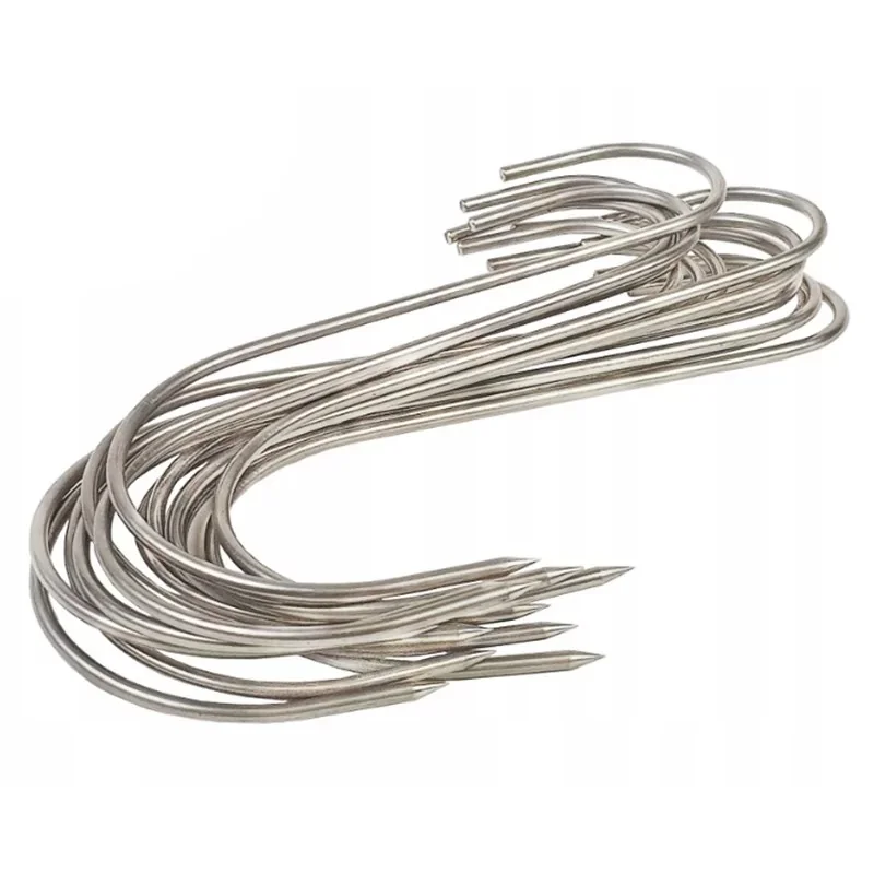 Velké nerezové háky na maso délky 20 cm