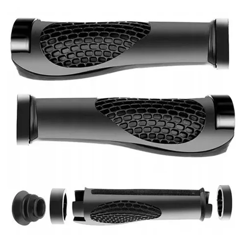 Ergonomické rukojeti na řídítka kola Trizand 23230 se šroubovacími objímkami Lock-On, protiskluzovým gumovým povrchem a koncovými záslepkami. Univerzální gripy 22 mm pro MTB, trekingová, městská i elektrokola.