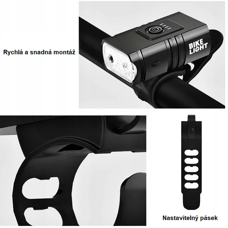Přední USB LED světlo na kolo + zadní světlo na kolo BIKE RO8V