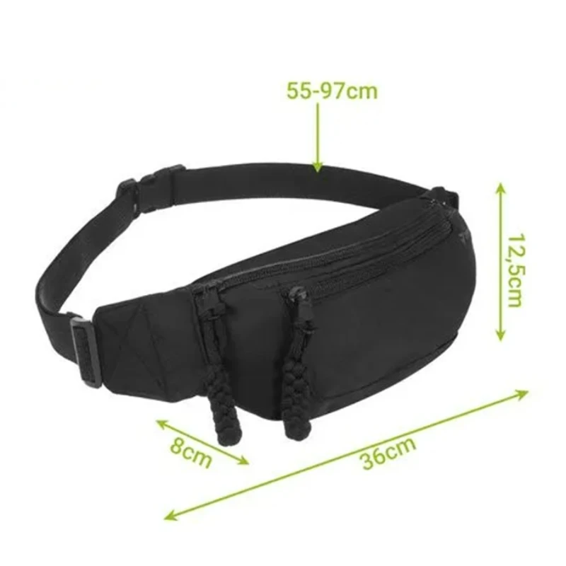 Sportovní ledvinka Trizand 27408 černá – rozměry 36 × 12,5 × 8 cm, nastavitelný popruh 55–97 cm. Velká sportovní ledvinka pro ženy i muže na běhání, turistiku a každodenní nošení.