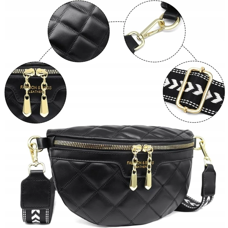 Prošívaná městská kožená dámská crossbody ledvinka s peněženkou Fashion GP100