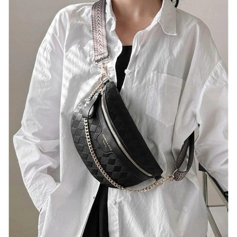 Moderní stylová a praktická dámská ledvinka přes rameno - široký pásek + zlaté doplňky HEKA GP97