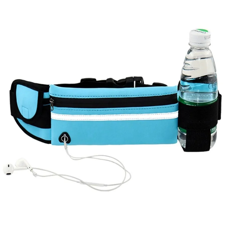 Běžecká modrá ledvinka na mobil, klíče, láhev 