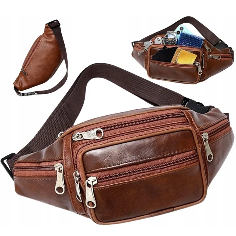 Univerzální pánská ledvinka - kožená