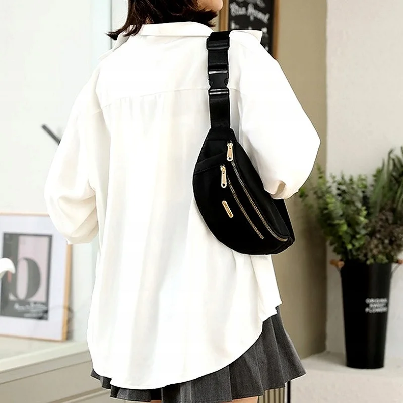 Dámská moderní ledvinka přes rameno - široký pásek