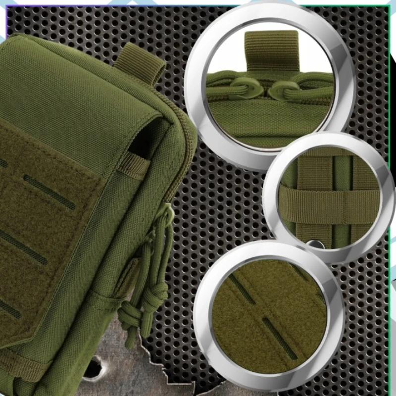 Detail taktického pouzdra R127 zelené barvy – odolný zip, pevné švy a praktické uchycení na opasek