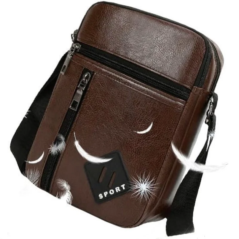 Pánská hnědá kožená taštička na telefon a doklady