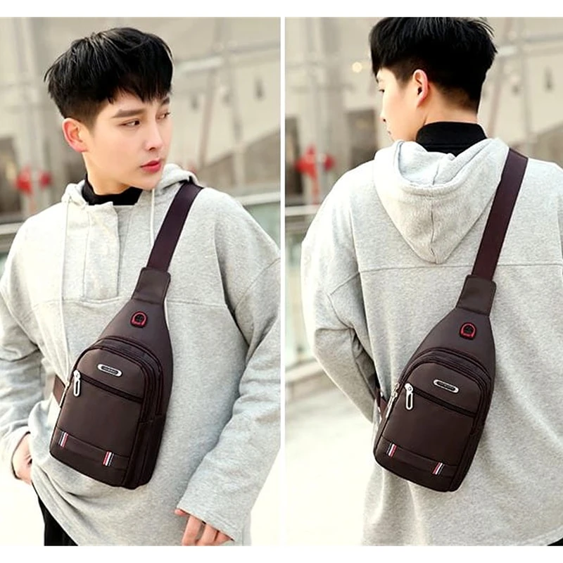 Hnědý pánský voděodolný batůžek přes rameno na telefon a doklady