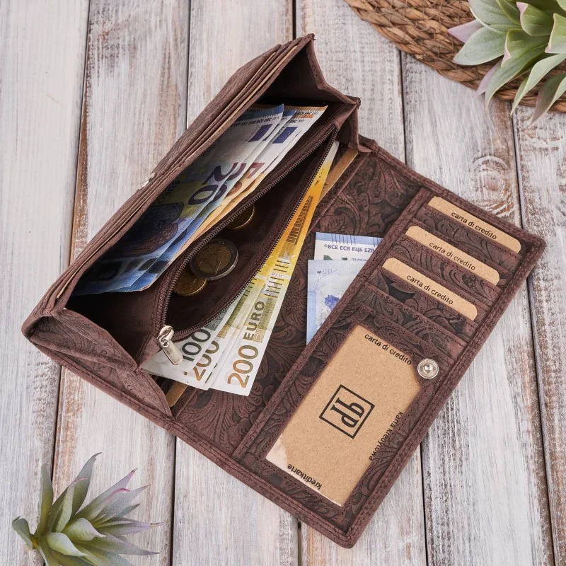 Velká kožená dámská peněženka v dárkové krabičce