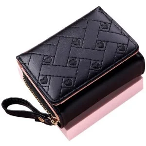 Malá dámská elegantní peněženka vhodná do kabelky PURSE ROC25 černá se srdíčky