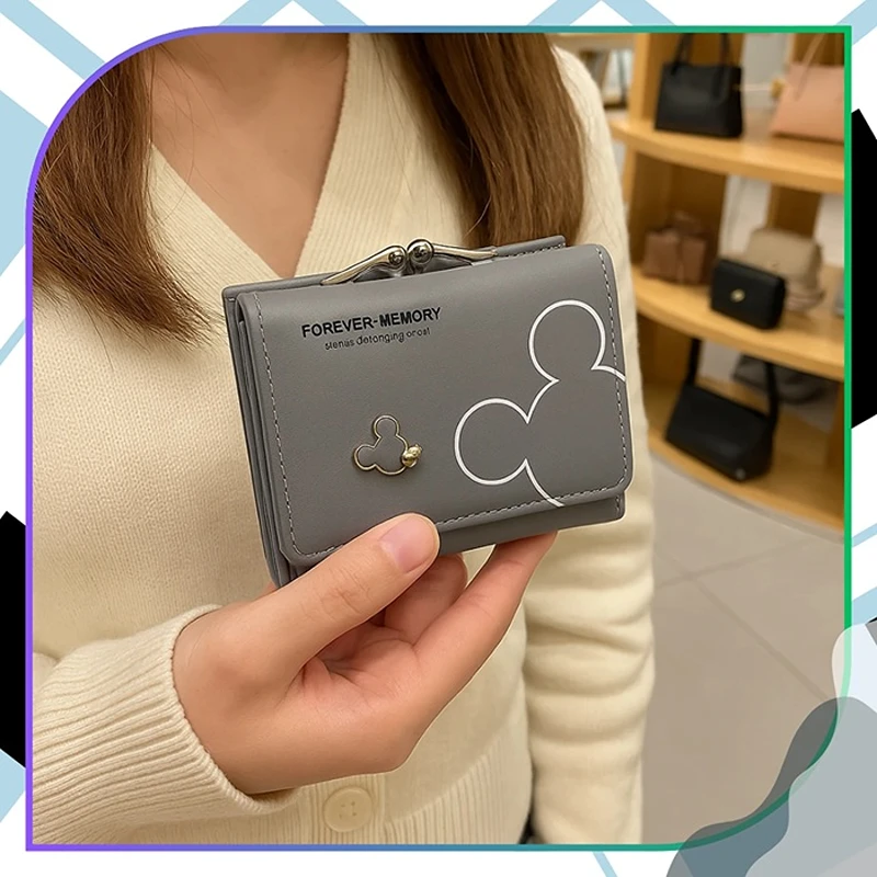 Elegantní šedá dámská peněženka MOUSE ROC41 z ekologické kůže, malá peněženka s originálním motivem vhodná do kabelky i batohu.