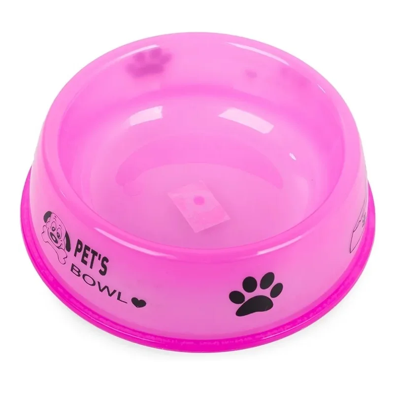 Růžová plastová miska na granule nebo vodu pro psa
