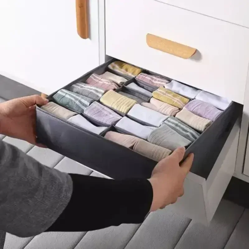 Organizér na prádlo sada 4 ks – textilní boxy do zásuvky, pruhy