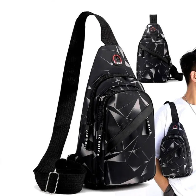 Pánská taška přes rameno R10 černá – sling batoh se 3 kapsami