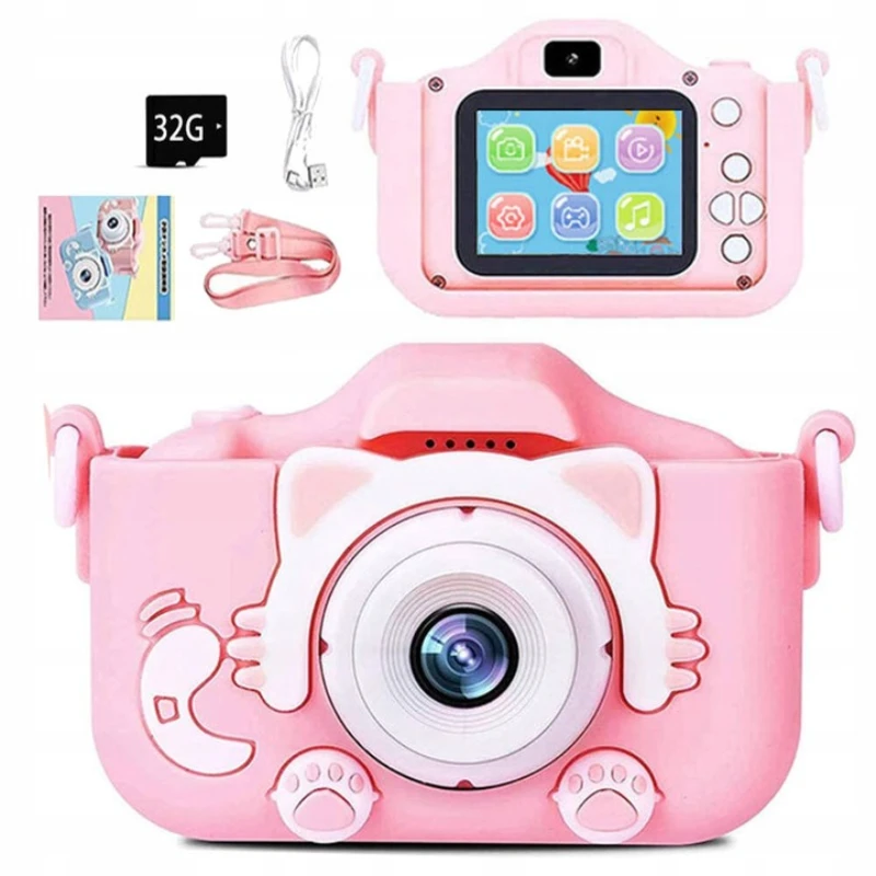 Růžový dětský digitální fotoaparát 