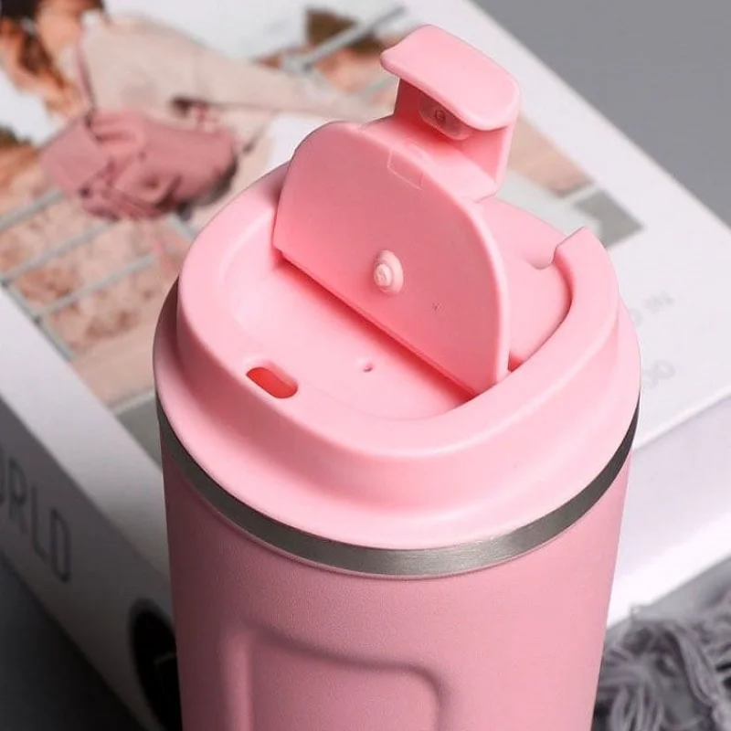 Velký termohrnek na kávu růžový