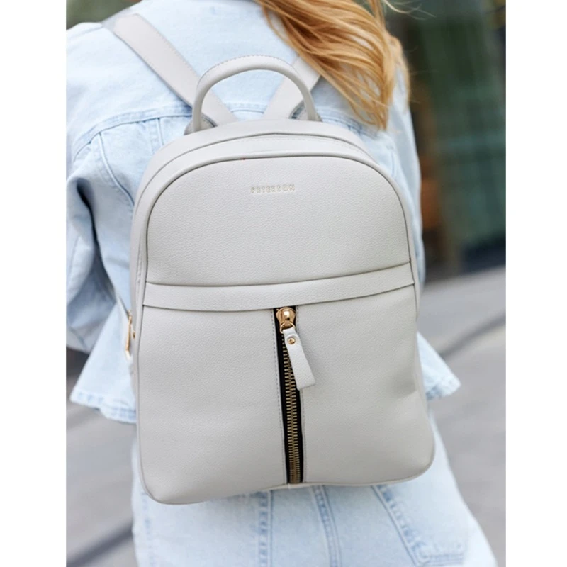 Šedý kožený batoh Peterson PT74